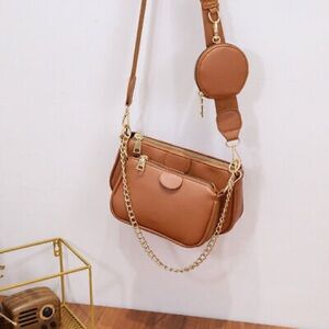 Chain handbag solid PU leather